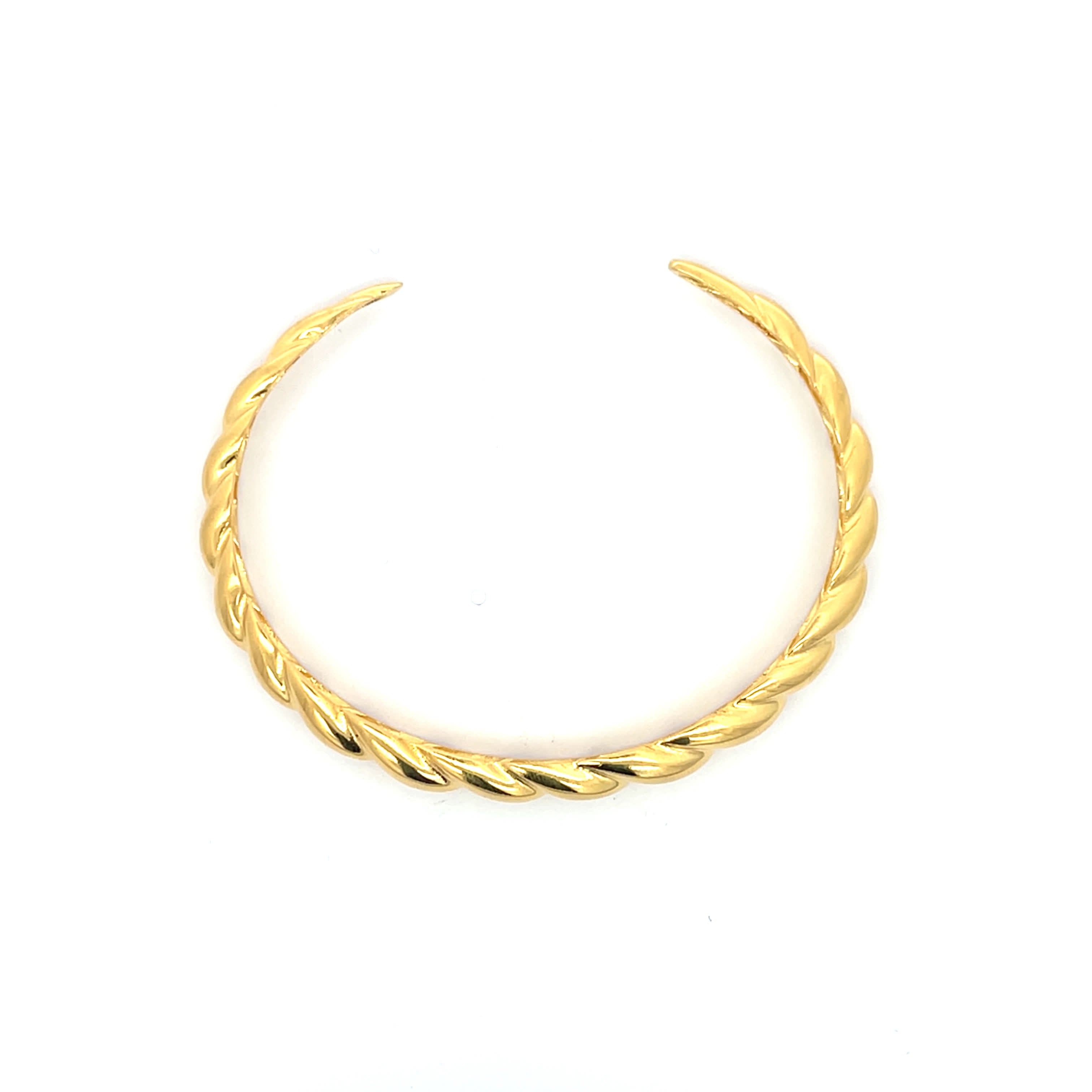 925 Sterling Silver Yellow Gold-Plated Twisted Bangle Bracelet for Women
